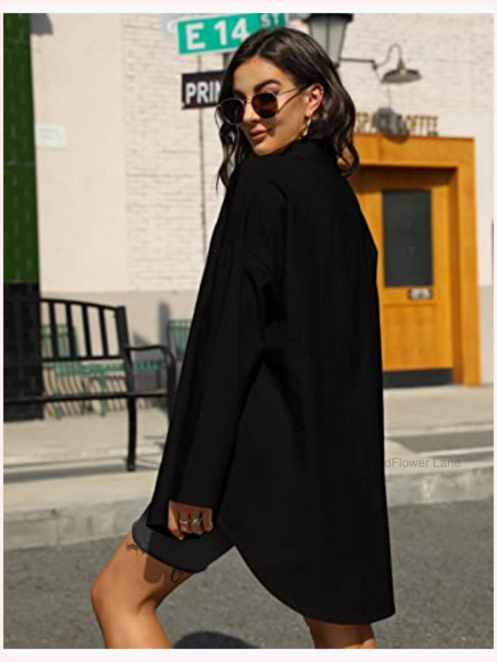 Oversized Linen Button Down Shirt Long Sleeve High Low Blouse Tunic Top - Picture 3 of 7